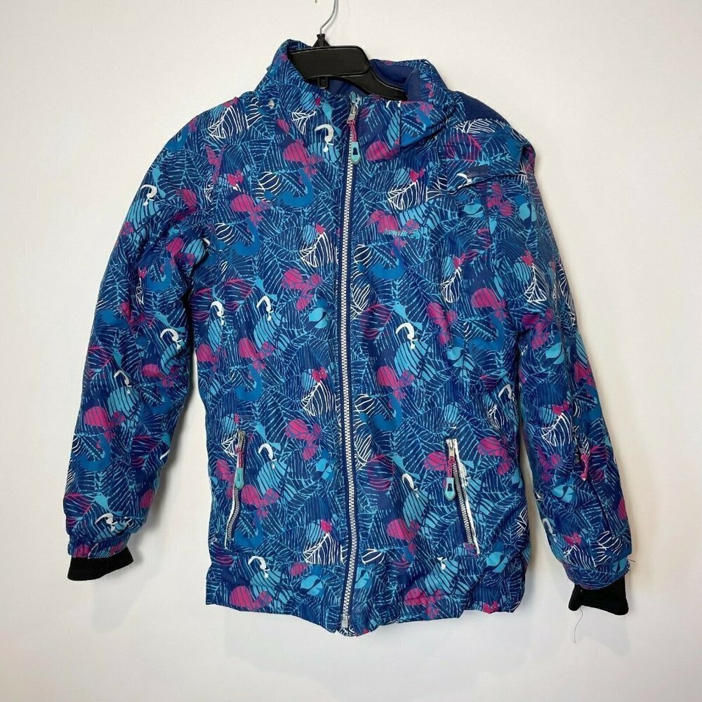Kamik Kids Snowboard Ski Winter Snow Hooded Jacket Blue Sz 12 Full Zip Insulated